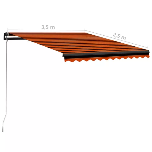 Narancssárga és barna kézzel kihúzható napellenző 350 x 250 cm