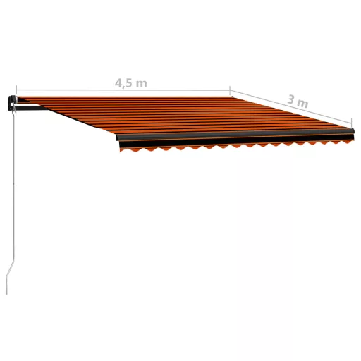 Narancssárga és barna kézzel kihúzható napellenző 450 x 300 cm