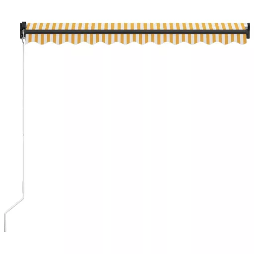 Sárga és fehér kézzel kihúzható LED-es napellenző 300 x 250 cm