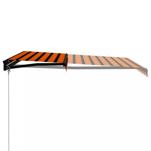 Narancs és barna kézzel kihúzható LED-es napellenző 300x250 cm