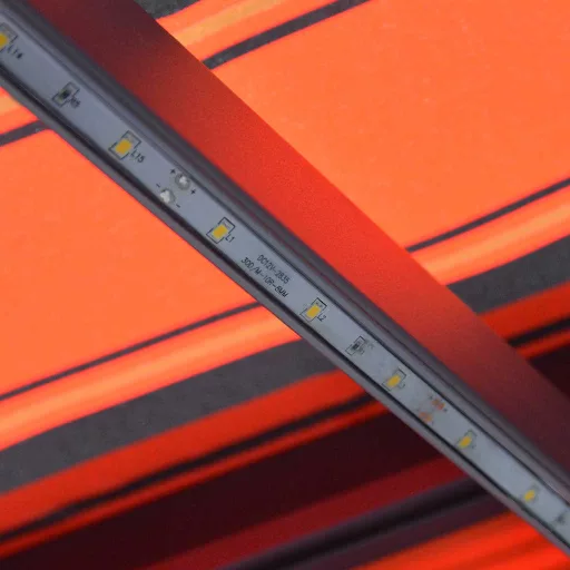 Narancs és barna kézzel kihúzható LED-es napellenző 300x250 cm