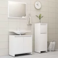 3 részes fehér szerelt fa fürdőszobai bútorszett