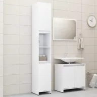 3 részes fehér szerelt fa fürdőszobai bútorszett