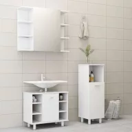 3 részes fehér szerelt fa fürdőszobai bútorszett