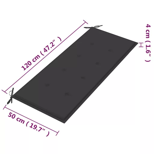 2 személyes tömör eukaliptuszfa kerti pad párnával 120 cm