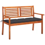   2 személyes tömör eukaliptuszfa kerti pad párnával 120 cm