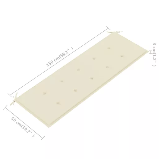 3 személyes tömör eukaliptuszfa kerti pad párnával 150 cm