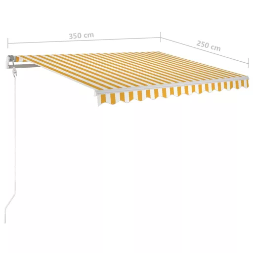 Sárga és fehér kézzel kihúzható napellenző 350 x 250 cm