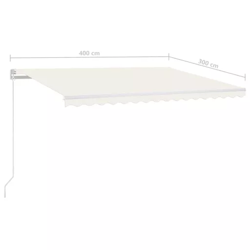 Krémszínű kézzel kihúzható LED-es napellenző 400 x 300 cm