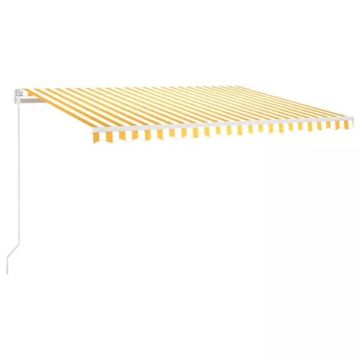 Sárga és fehér kézzel kihúzható LED-es napellenző 400 x 300 cm