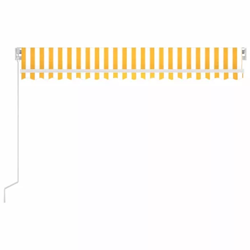 Sárga és fehér kézzel kihúzható LED-es napellenző 400 x 300 cm