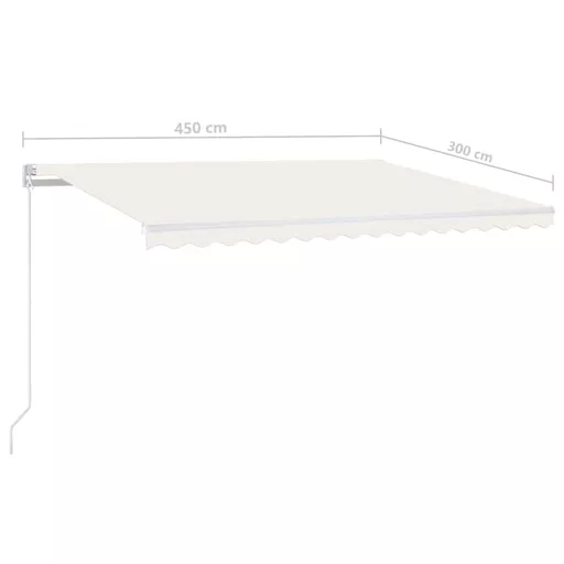 Krémszínű automata szélérzékelős és LED-es napellenző 450x300cm