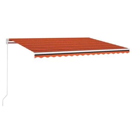 Narancssárga-barna szélérzékelős és LED-es napellenző 450x300cm
