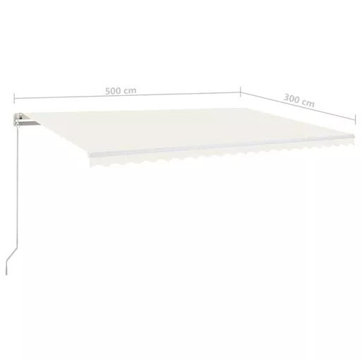 Krémszínű kézzel kihúzható LED-es napellenző 500x300 cm
