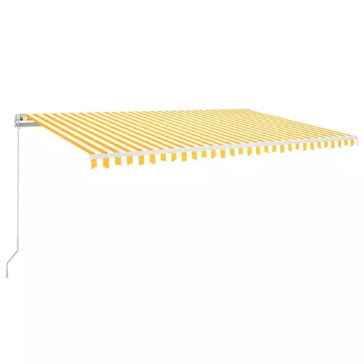 Sárga és fehér kézzel kihúzható LED-es napellenző 500x300 cm
