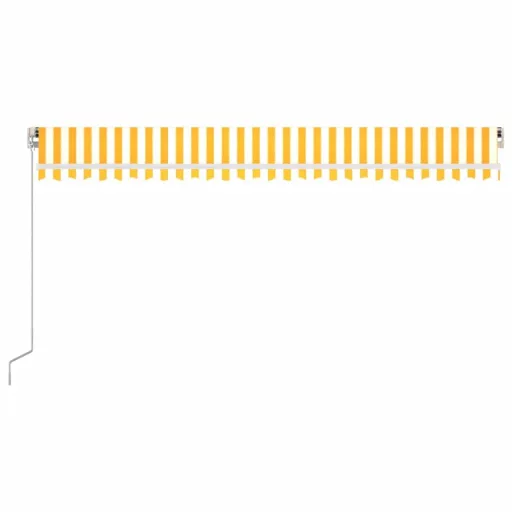 Sárga és fehér kézzel kihúzható LED-es napellenző 500x300 cm
