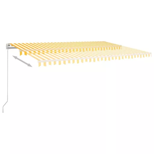 Sárga és fehér kézzel kihúzható LED-es napellenző 500x300 cm