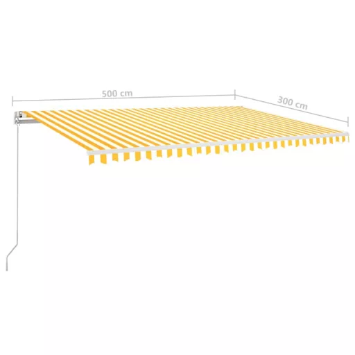 Sárga és fehér kézzel kihúzható LED-es napellenző 500x300 cm