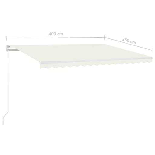 Krémszínű kézzel kihúzható LED-es napellenző 400 x 350 cm