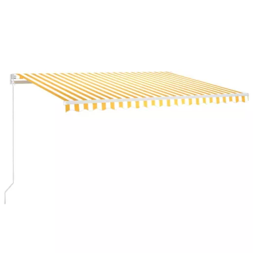 Sárga és fehér kézzel kihúzható LED-es napellenző 400 x 350 cm