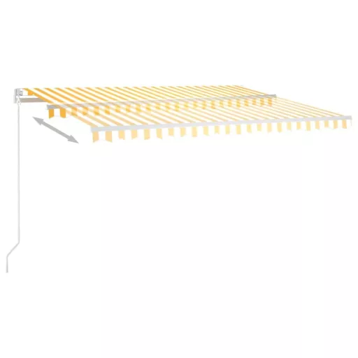 Sárga és fehér kézzel kihúzható LED-es napellenző 400 x 350 cm
