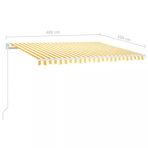 Sárga és fehér kézzel kihúzható LED-es napellenző 400 x 350 cm