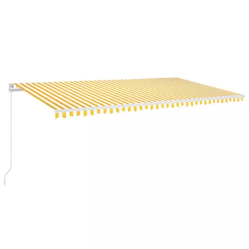 Sárga és fehér kézzel kihúzható LED-es napellenző 600 x 350 cm