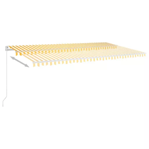 Sárga és fehér kézzel kihúzható LED-es napellenző 600 x 350 cm
