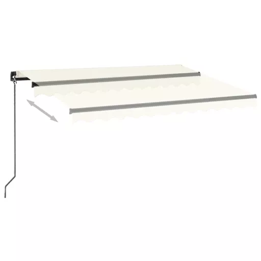 Krémszínű kézzel kihúzható LED-es napellenző 350 x 250 cm