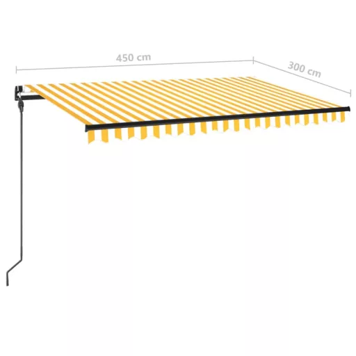 Sárga és fehér kézzel kihúzható napellenző 450 x 300 cm