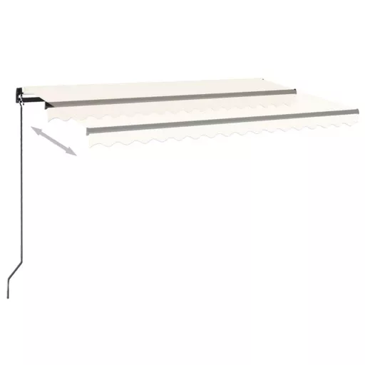 Krémszínű kézzel kihúzható LED-es napellenző 450 x 300 cm