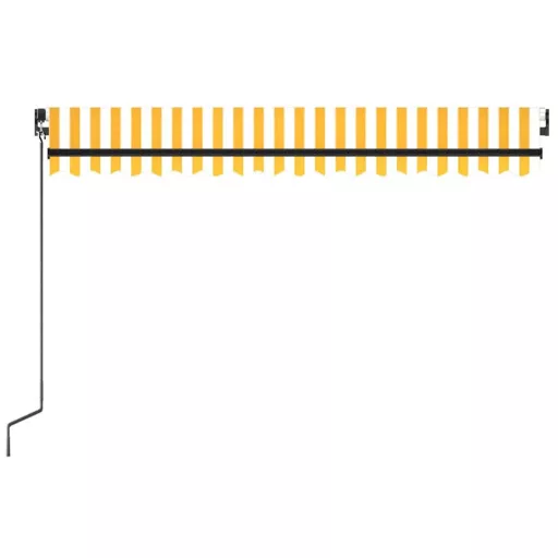 Sárga és fehér kézzel kihúzható LED-es napellenző 450 x 300 cm