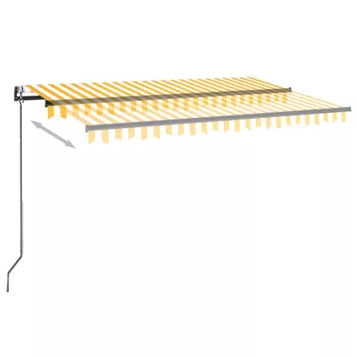 Sárga-fehér szélérzékelős és LED-es napellenző 450 x 300 cm
