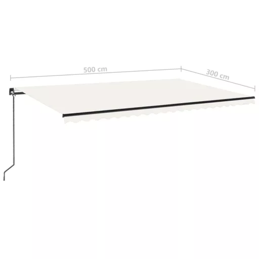 Krémszínű kézzel kihúzható napellenző 500 x 300 cm