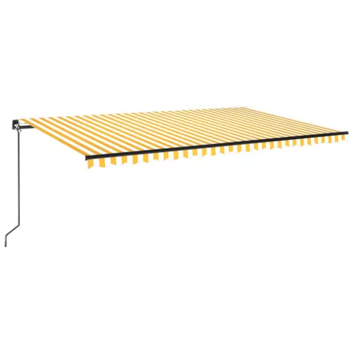 Sárga és fehér kézzel kihúzható napellenző 500 x 300 cm