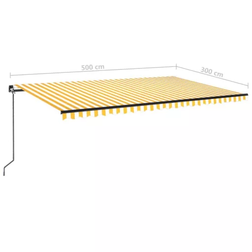Sárga és fehér kézzel kihúzható napellenző 500 x 300 cm