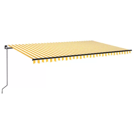 Sárga és fehér kézzel kihúzható LED-es napellenző 500x300 cm