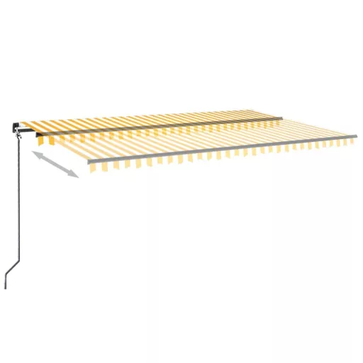 Sárga és fehér kézzel kihúzható LED-es napellenző 500x300 cm