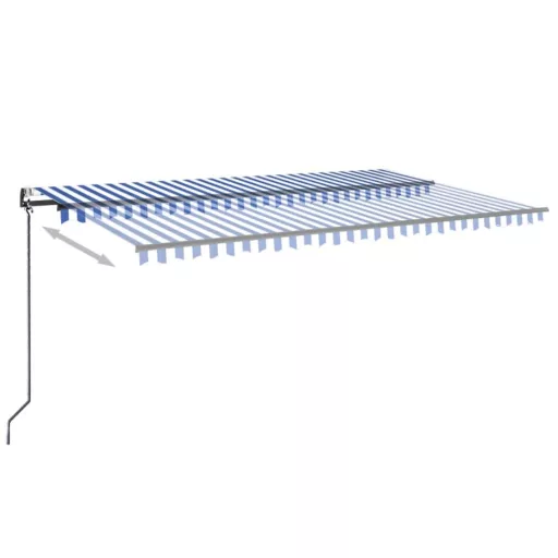 Kék/fehér automata szélérzékelős és LED-es napellenző 500x300cm