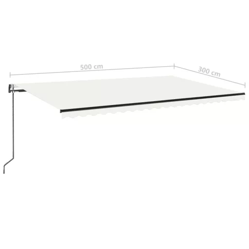 Krémszínű automata szélérzékelős és LED-es napellenző 500x300cm
