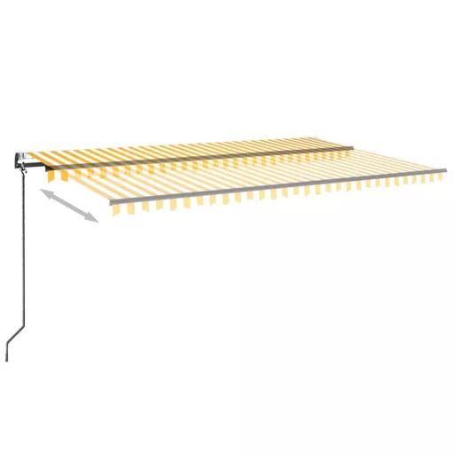 Sárga-fehér szélérzékelős és LED-es napellenző 500 x 300 cm