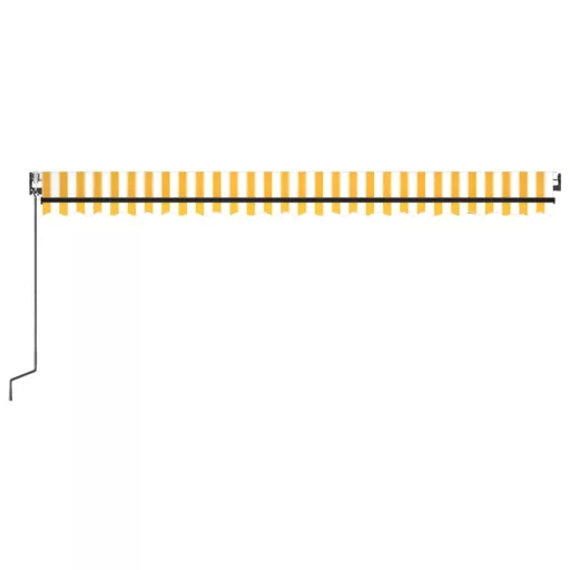 Sárga-fehér szélérzékelős és LED-es napellenző 500 x 300 cm