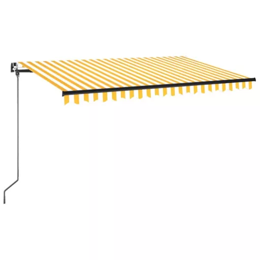 Sárga és fehér kézzel kihúzható napellenző 400 x 350 cm