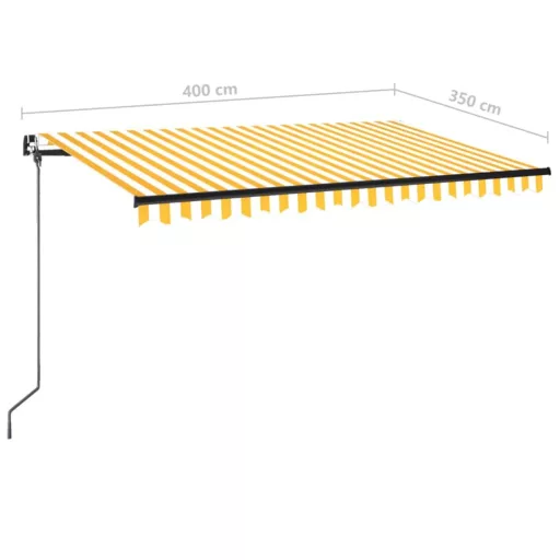 Sárga és fehér kézzel kihúzható napellenző 400 x 350 cm