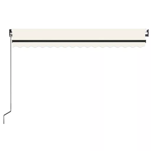 Krémszínű kézzel kihúzható LED-es napellenző 400 x 350 cm