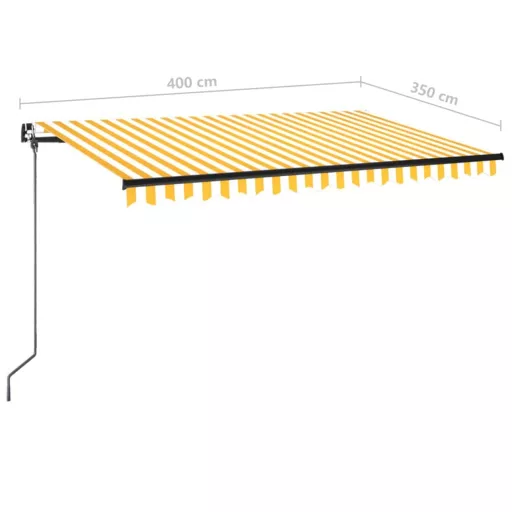 Sárga és fehér kézzel kihúzható LED-es napellenző 400 x 350 cm