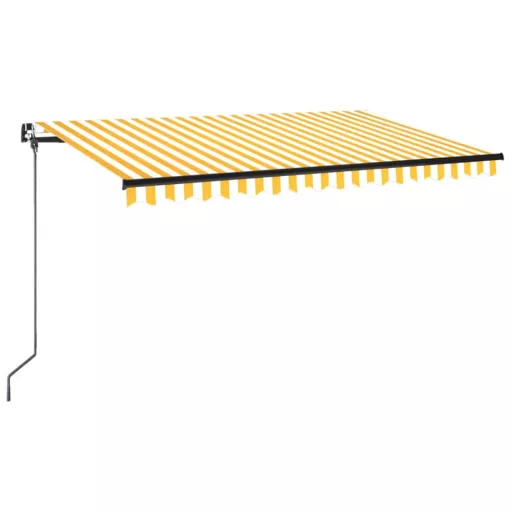Sárga és fehér kézzel kihúzható napellenző 450 x 350 cm