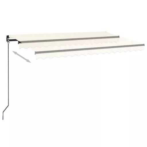 Krémszínű kézzel kihúzható LED-es napellenző 450 x 350 cm