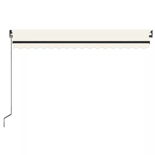 Krémszínű kézzel kihúzható LED-es napellenző 450 x 350 cm