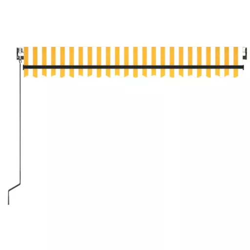 Sárga-fehér szélérzékelős és LED-es napellenző 450 x 350 cm